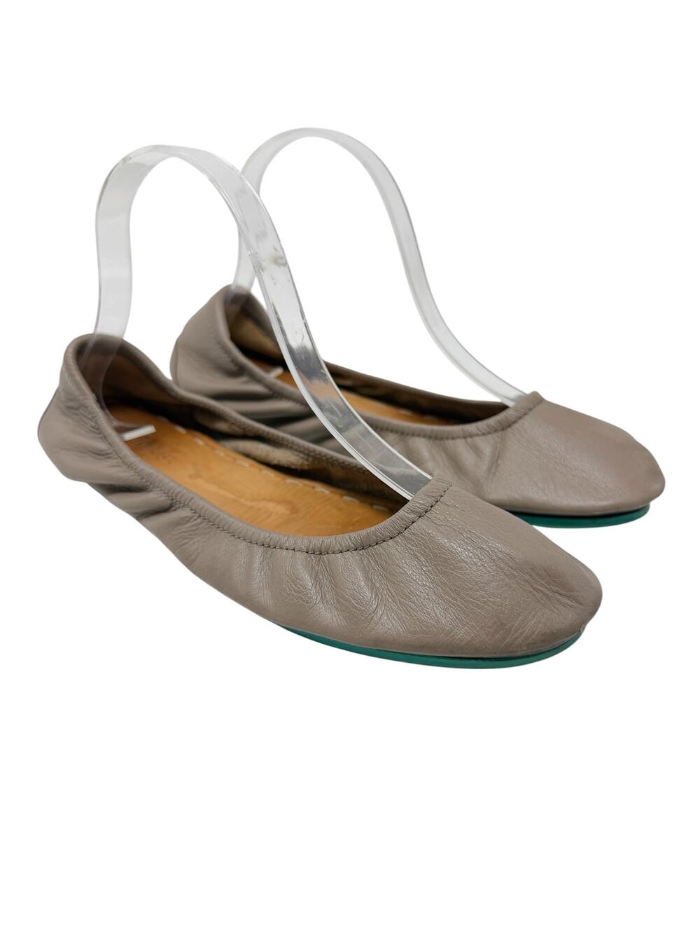 Tieks Taupe Leather Ballet Flats Foldable Travel Comfort Shoes Women 8